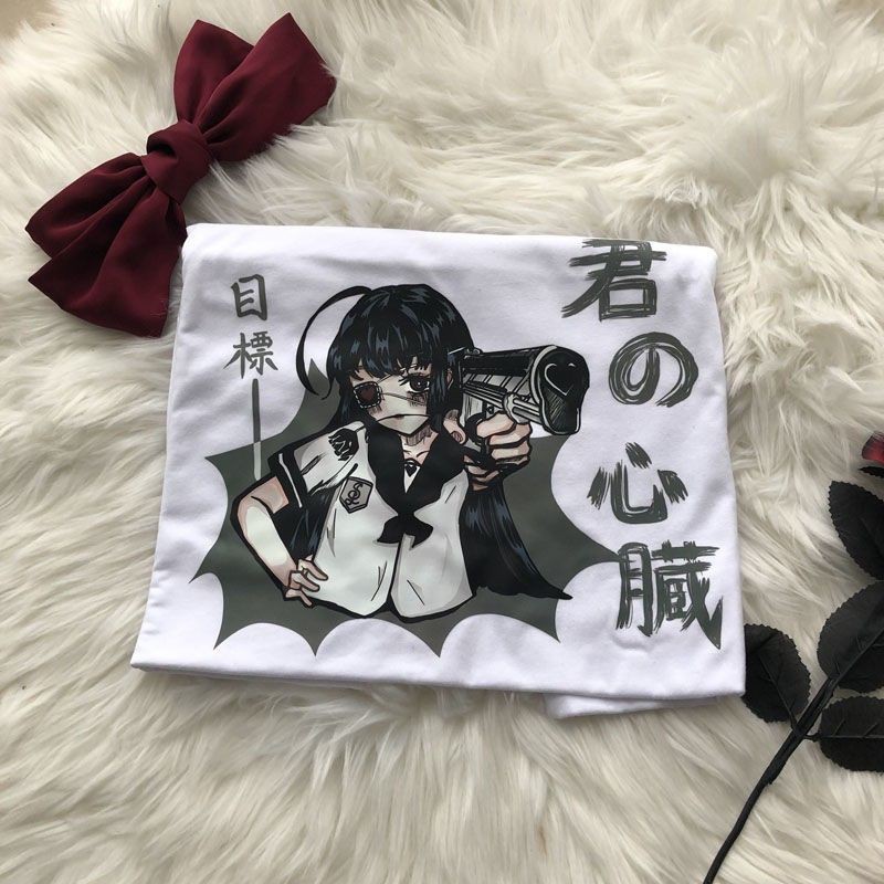 [ORDER] <S-3XL> ÁO THUN FORM RỘNG TAY LỠ HÌNH ANIME CẦM SÚNG SIÊU XINH - ORDER 10 NGÀY - Có ảnh thật