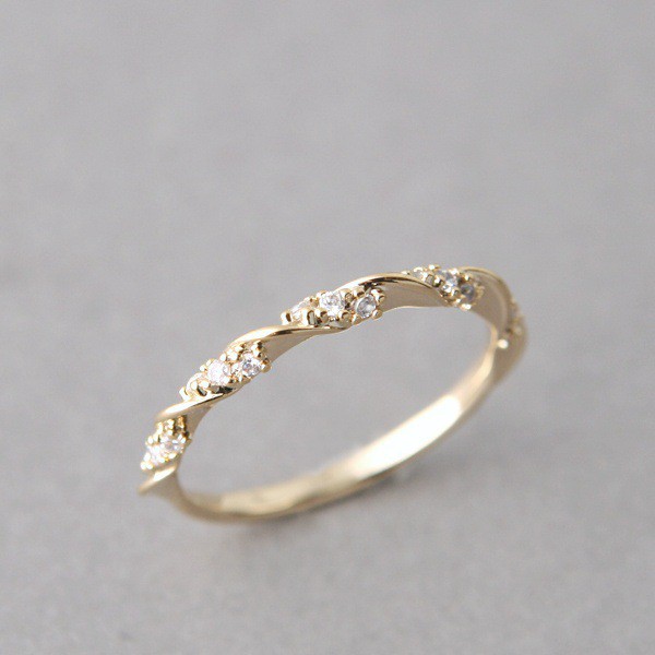 Nhẫn Mạ Vàng 14k Đính Đá Phong Cách Âu Mỹ