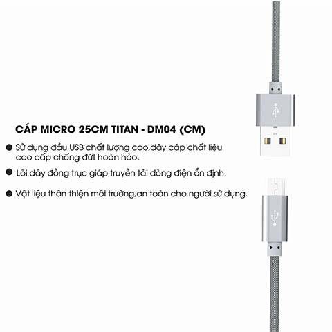 Cáp Micro 25cm TITAN DM04 dây dù