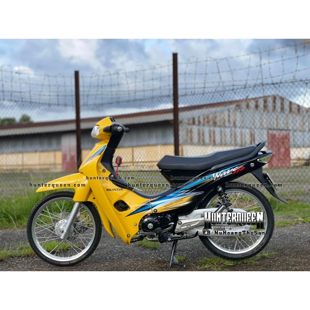 Tem rời dán xe WAVE độ siêu lôi cuốn. Decal vàng xanh nổi bật. Chống nước, bền màu