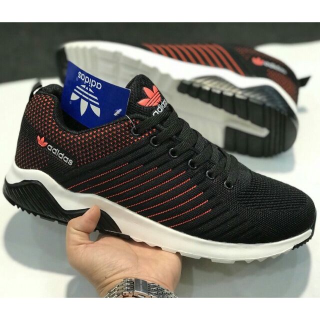 TẶNG HỘP + TẤT Giầy thể thao Adidas siêu nhẹ siêu êm màu đen đỏ hàng xuất khẩu ( ảnh thật)
