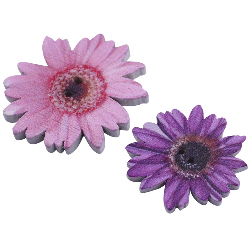 50 cái 25mm Daisy Flower Nút 2 lỗ bằng gỗ cho Thủ công mỹ nghệ Scrapbooking