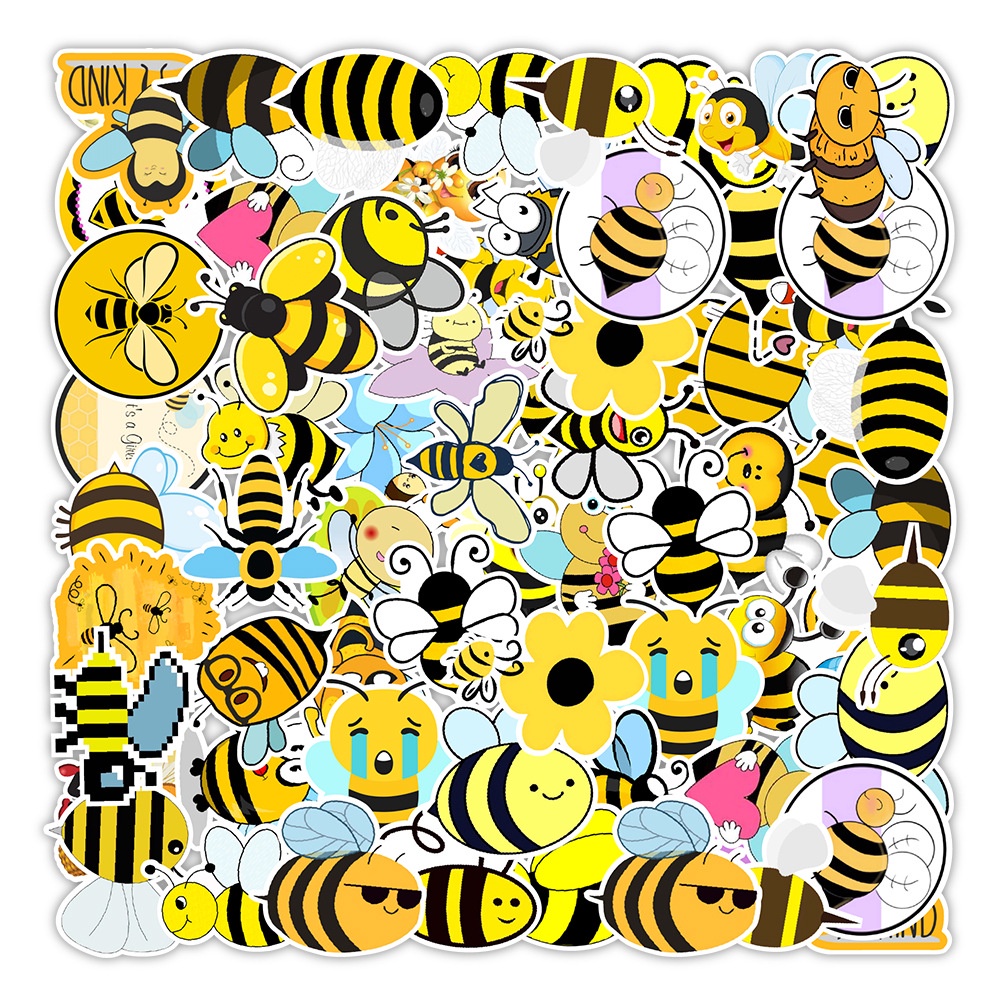 50 Sticker chống nước CHỊ ONG CHĂM CHỈ dán mũ bảo hiểm, vali 50 hình dán graffiti dán xe máy tính xách tay