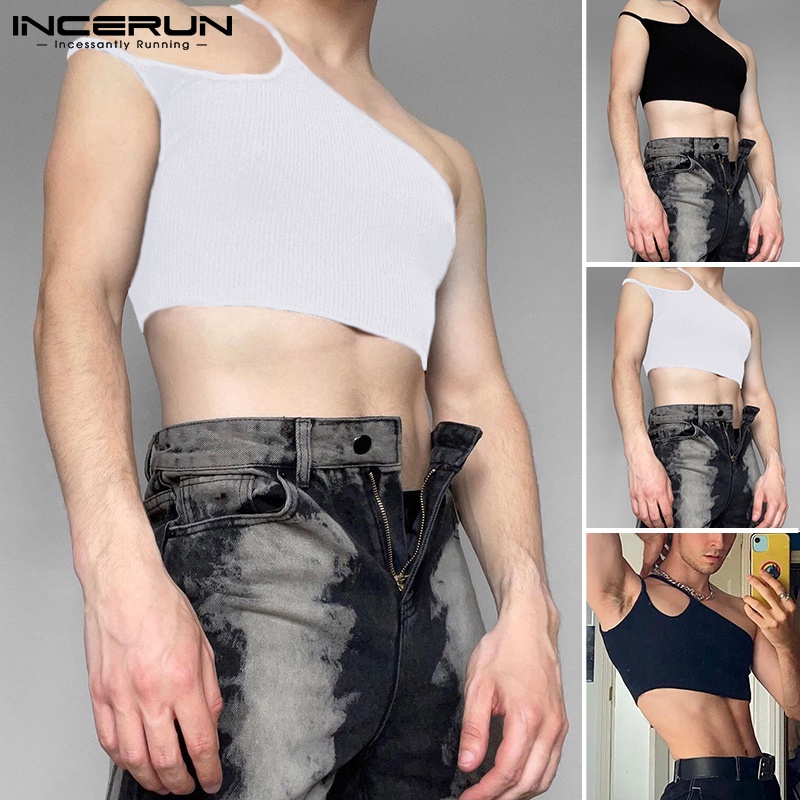 Áo dây croptop INCERUN không tay dáng ôm thời trang mùa hè cho nam