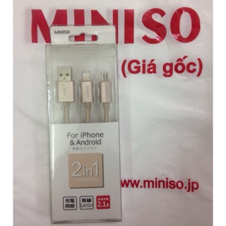Cáp sạc dây dù ip5.6,samsung,iPad,android 2.1A Miniso
