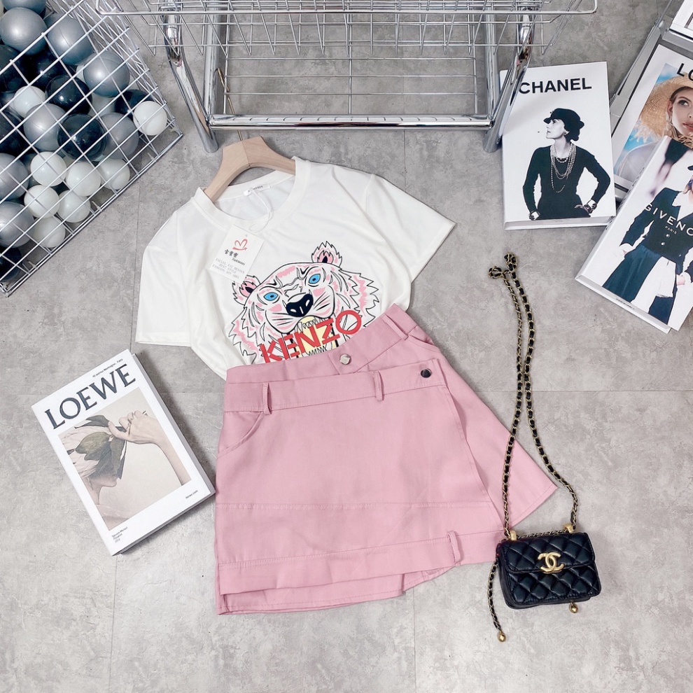 Set chân váy thêu hổ 7 màu hồng năng động cá tính LT160 0222