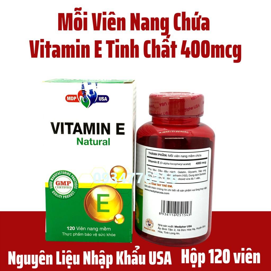 ✅ Vitamin E Natural Mediphar USA viên nang mềm lọ 120 viên (Viên uống hỗ trợ đẹp da, giảm lão hóa)