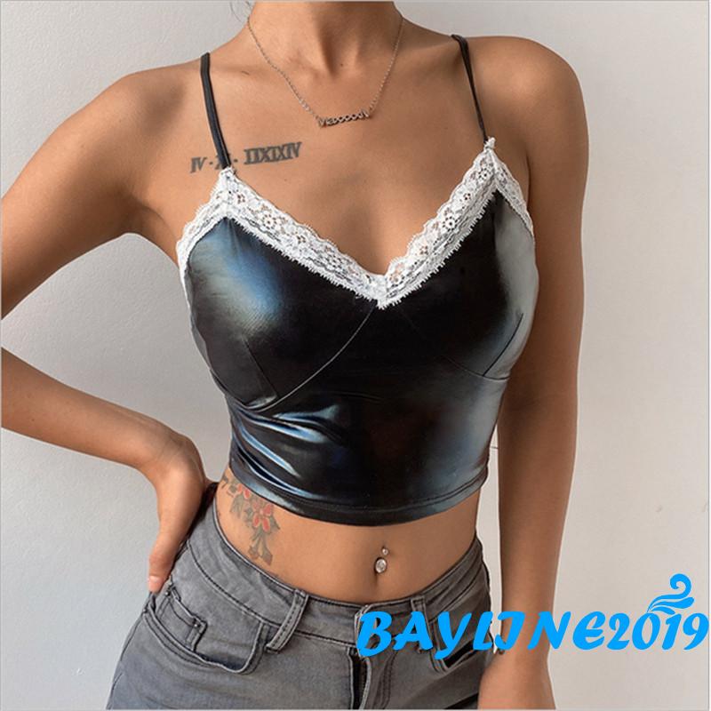 Áo Lửng Hai Dây Cổ Tim Phối Ren Quyến Rũ Dành Cho Nữ