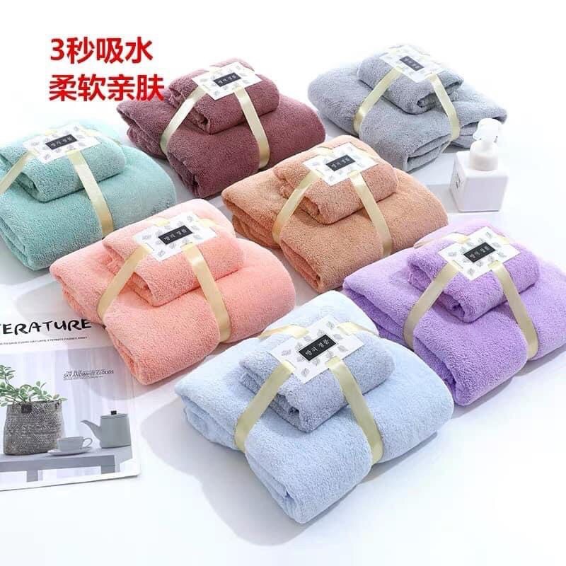 Sét 2 chiếc khăn tắm lông cừu cao cấp siêu thấm