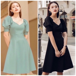Đầm váy xoè cổ v basic 2 màu (kèm hình thật)