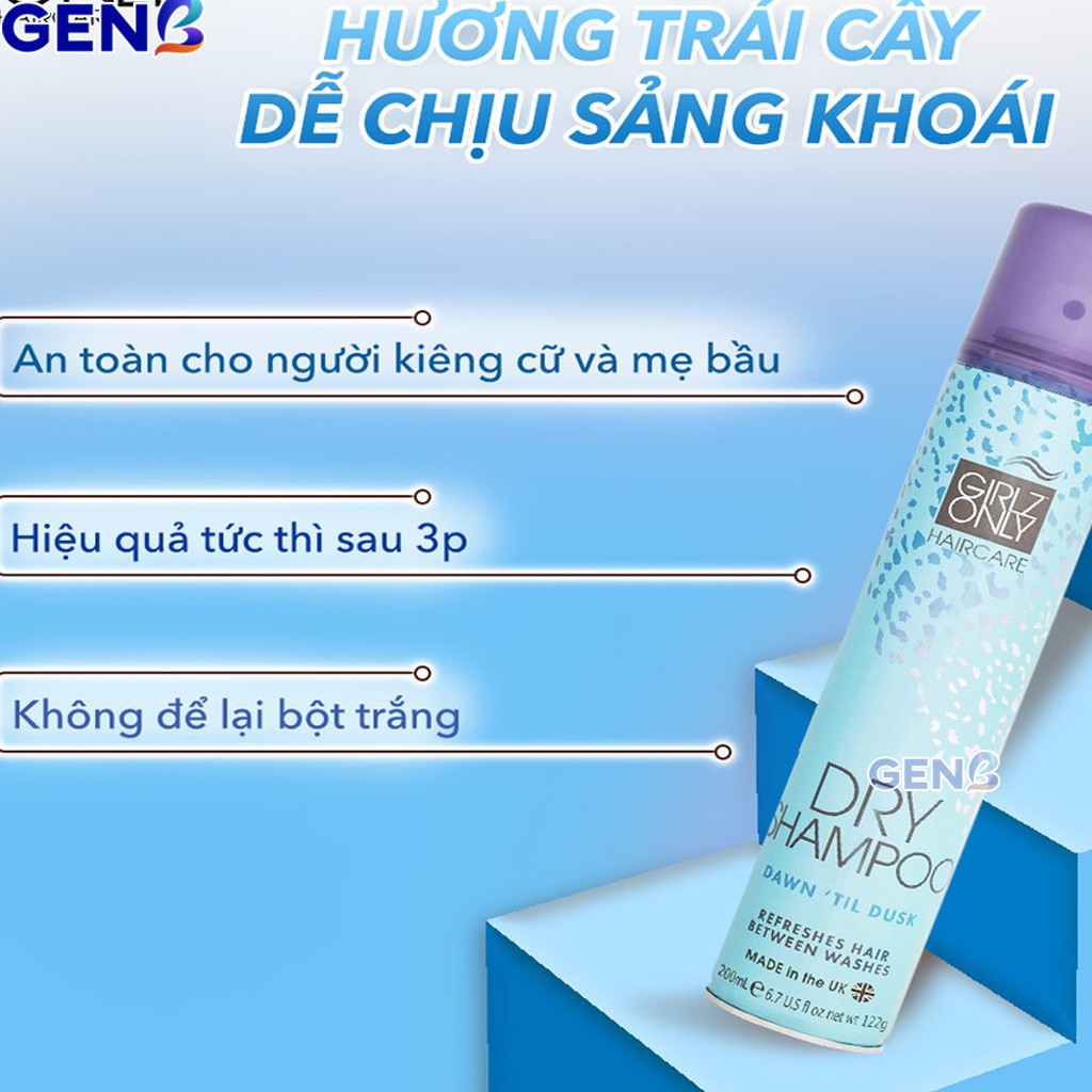 Dầu Gội Khô Girlz Only XANH Thơm Dạng Xịt Hương Cam Quýt Dry Shampoo Dawn 'Til Dusk Dưỡng Ẩm Tóc CHÍNH HÃNG Mỹ Phẩm GENB