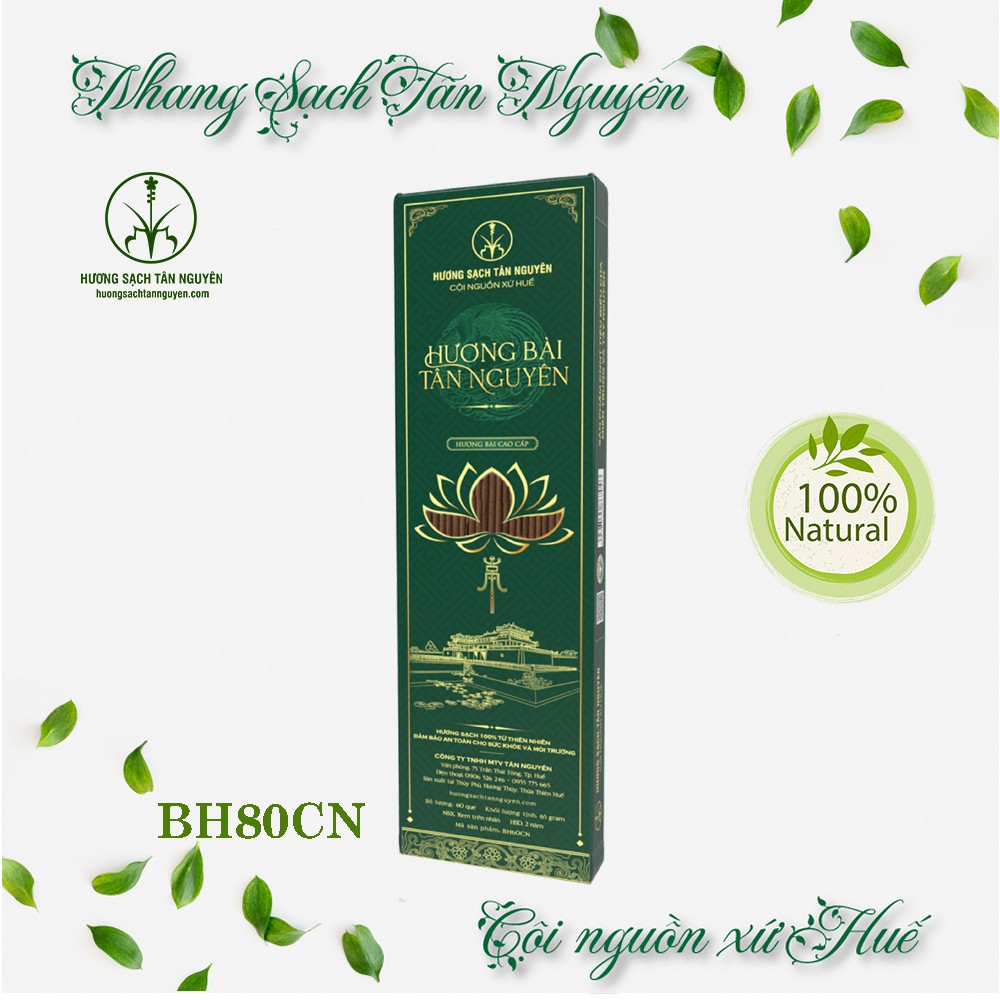 Hương Bài Cao Cấp hộp giấy 60 que - NHANG SẠCH TÂN NGUYÊN - Sản phẩm OCOP quốc gia - BH60C - BH60CN