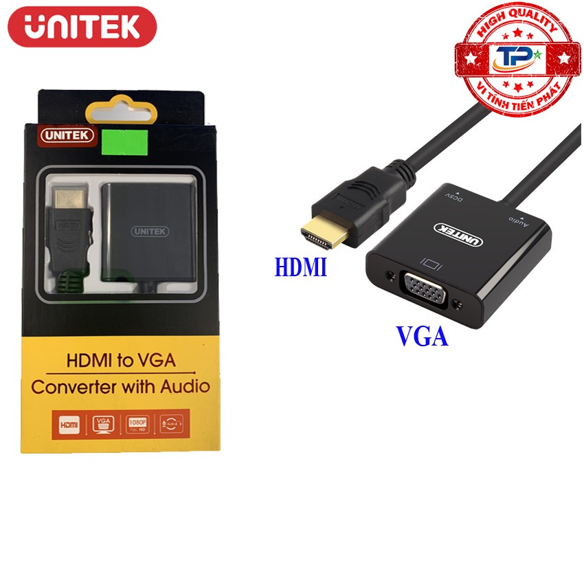 Đầu chuyển cổng HDMI sang VGA + Audio Unitek Y-6333 FULL HD HDMI to VGA