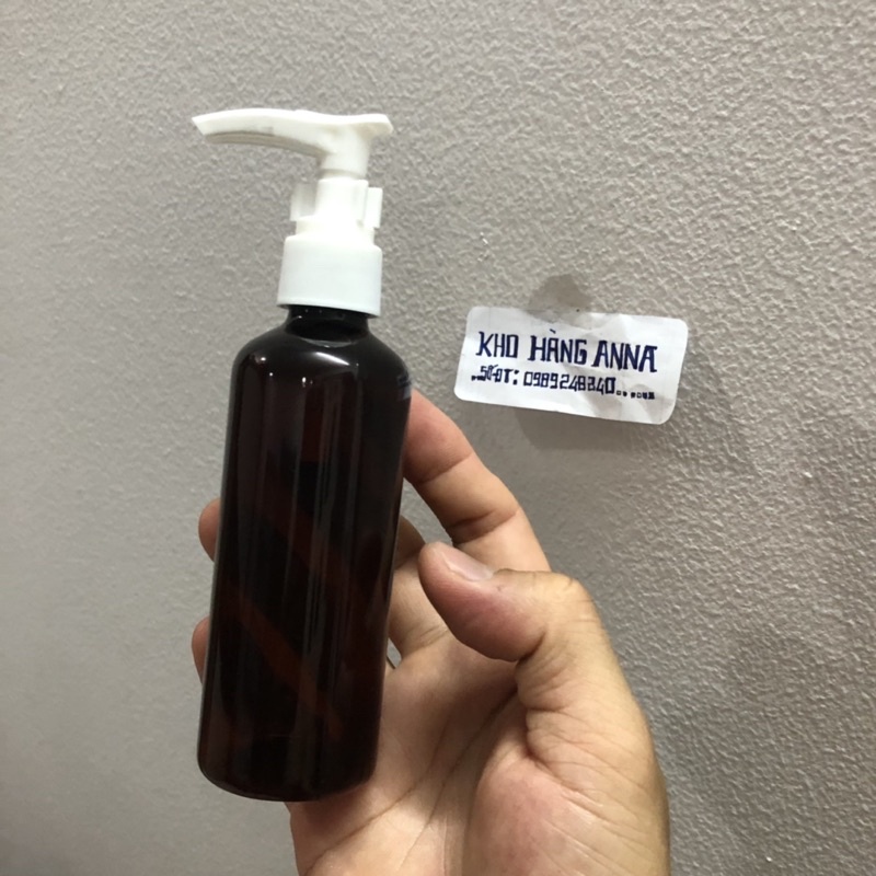 Bình nhựanhấn giọt 100ml - Chai nhựa Màu Nâu / xanh lá/ trong suốt vòi nhấn nhỏ giọt 100ml đựng dầu gội, chiết Mỹ phẩm