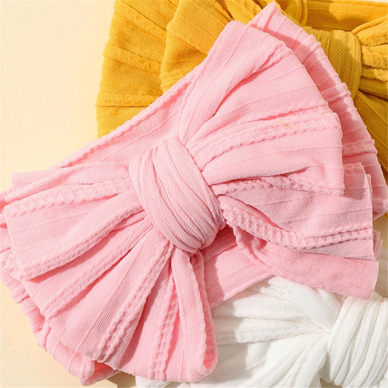 3Pcs/Set Cute Big Bowsknot Baby Headband  Elastic Newborn Girl Hair Band Soft Turban Hair Accessories