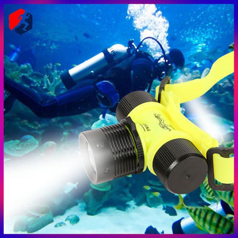 Đèn Pin Đội Đầu Lặn Biển Chống Thấm Nước 350 Lumen Màu Vàng