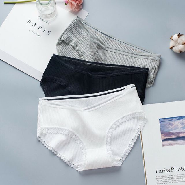 Quần lót nữ, quần lót cotton gân tăm kháng khuẩn siêu đẹp | BigBuy360 - bigbuy360.vn