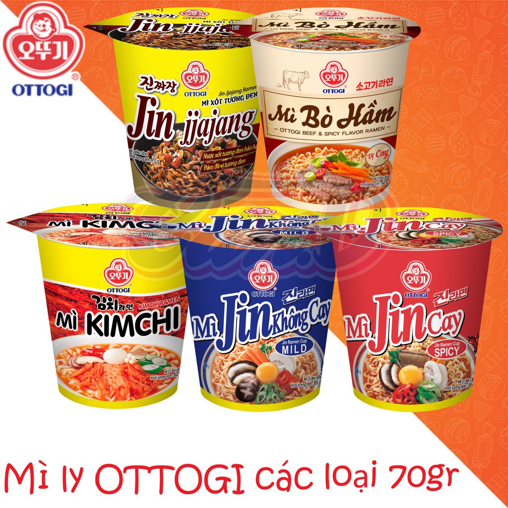 (7 loại) Mì ly Ottogi các loại 70gr