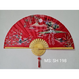 QUẠT LỤA TRANH TREO TƯỜNG KÍCH THƯỚC LỚN (1m10) TRANG TRÍ NỘI THẤT