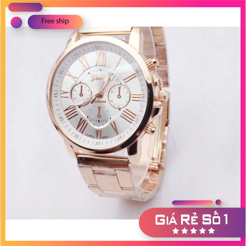 "Đồng hồ unisex Geneva Platinum dây inox SANG TRỌNG ".