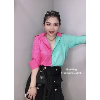 Áo sơ mi phối màu cá tính