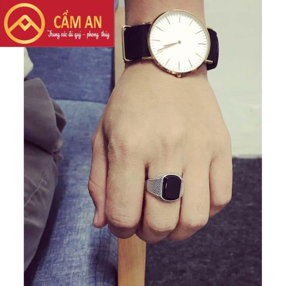 NHẪN BLACK STONE - Bạc Thái 925 Onyx Đen VIP - Thiết Kế Sang Trọng, Lịch Lãm, Đẳng Cấp - Trang sức phong thủy Cẩm AN