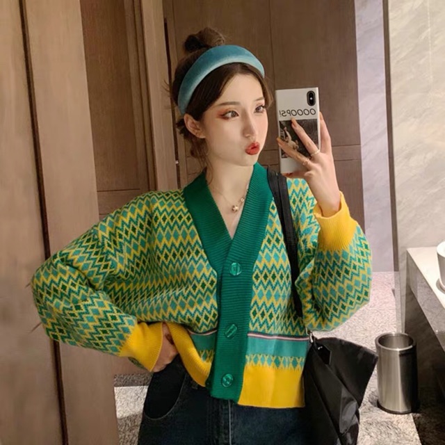 Áo khoác len cardigan hoạ tiết Ulzzang(Có ảnh thật)