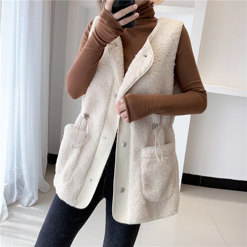 Áo khoác lông cừu một mảnh không tay thời trang 2021 2021 cho nữ | BigBuy360 - bigbuy360.vn