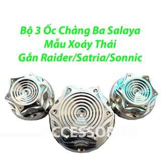 Bộ 3 ốc chảng ba gắn bàn thờ raider/satria/sonic salaya mẫu thái xoáy trơn ms1 pkph
