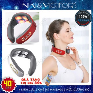 Vòng massage cổ và vai gáy thông minh 4 điện cực, 6 chế độ massage , 9 mức cường độ