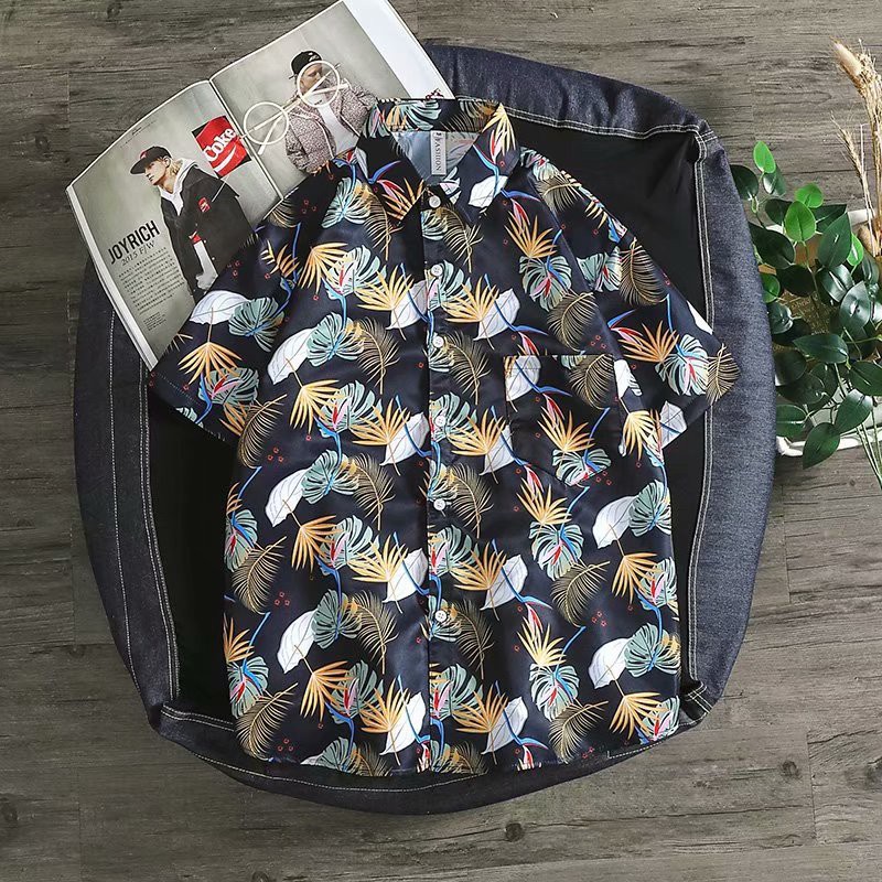 Áo Sơ Mi Nam Ngắn Tay In Hình Thời Trang Hàn Quốc