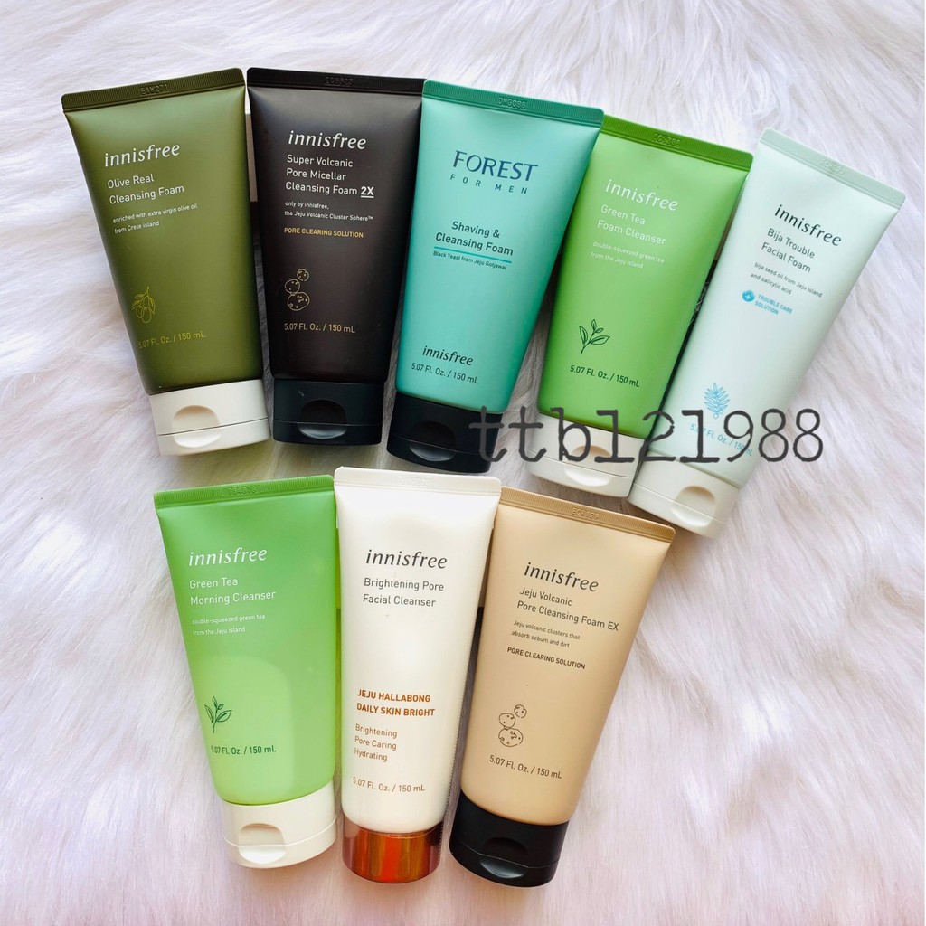 Sữa Rửa Mặt Innisfree  Green tea - Bija Trouble - Jeju Volcanic - Trà Xanh Cho Da Mụn 150ml