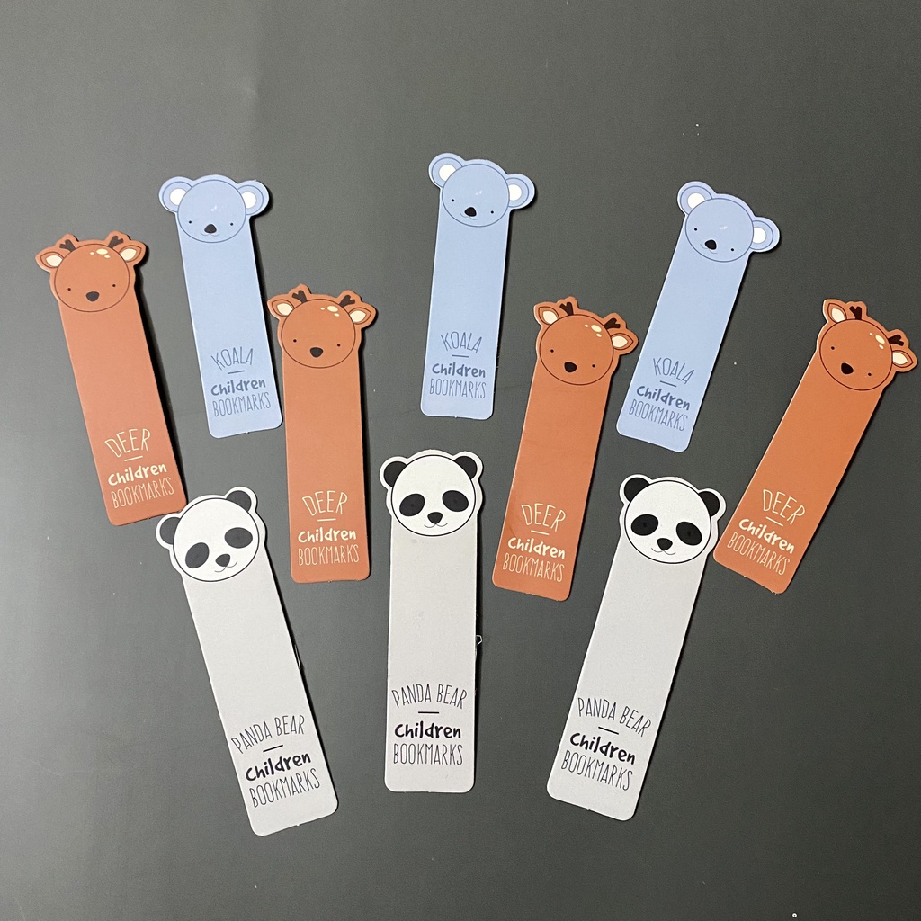 Kẹp sách đánh dấu trang bookmark giấy cứng hình động vật cute Deme