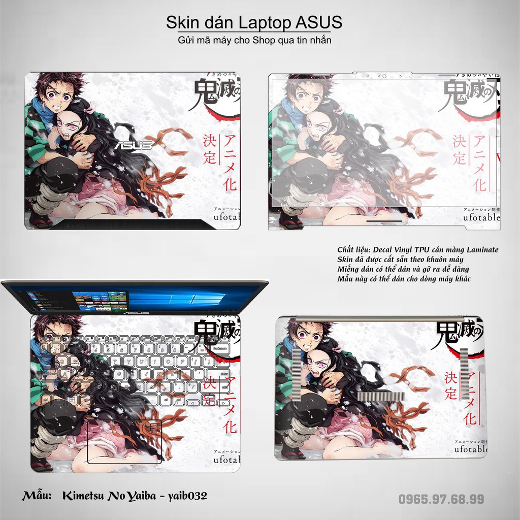 Skin dán Laptop Asus in hình Kimetsu No Yaiba (inbox mã máy cho Shop)