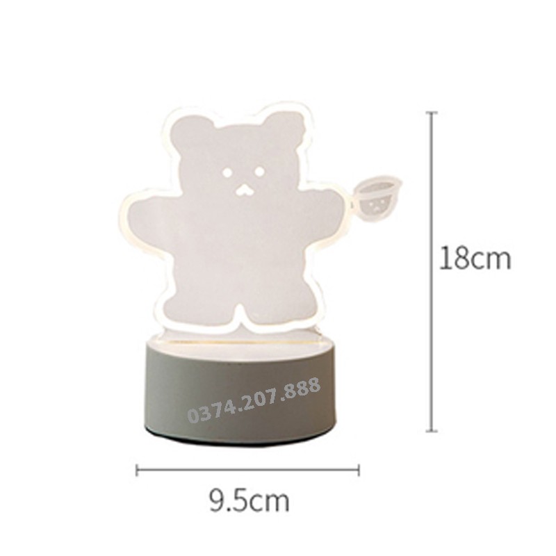 Đèn Ngủ 3D Hình Gấu Hoat Hình Dễ Thương ĐÈN DUY THẮNG