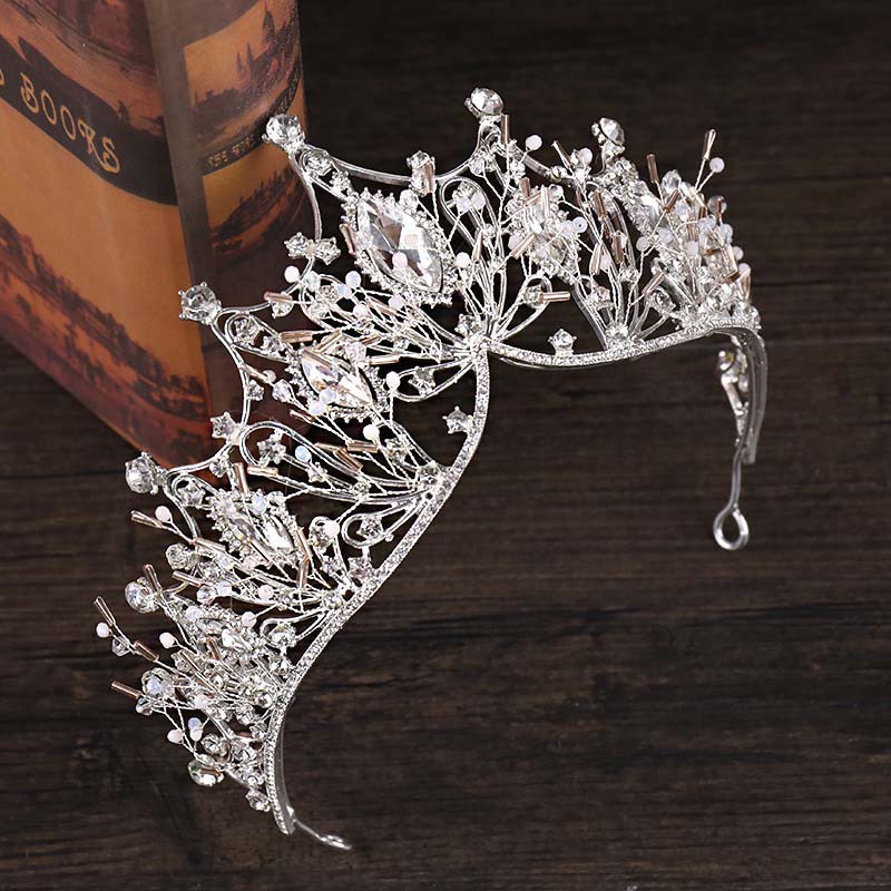 Big Baroque Rhinestone Crystal Beaded Headband Tiara Tea Party Bride Crown Luxury Wedding Korean Hair Ornaments