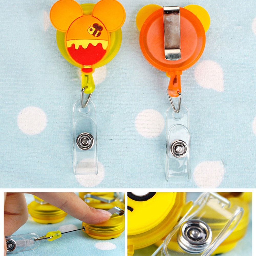 Kẹp giữ thẻ tên bằng silicon hình nhân vật hoạt hình dễ thương có thể thu vào