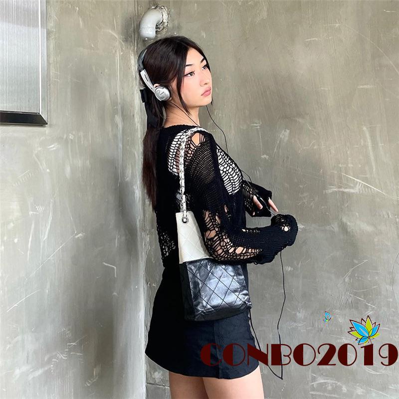 Áo Sweater Dệt Kim Tay Dài Cổ Tròn Màu Sắc Đơn Giản Cho Nữ