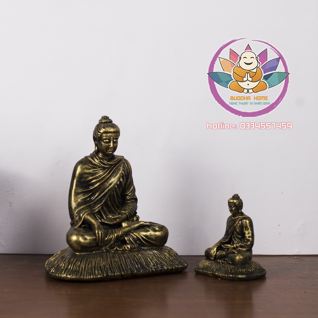 Tôn Tượng Bổn Sư màu đồng cổ phong thủy thờ cúng trang trí nhà cửa, bàn trà, hồ thủy sinh