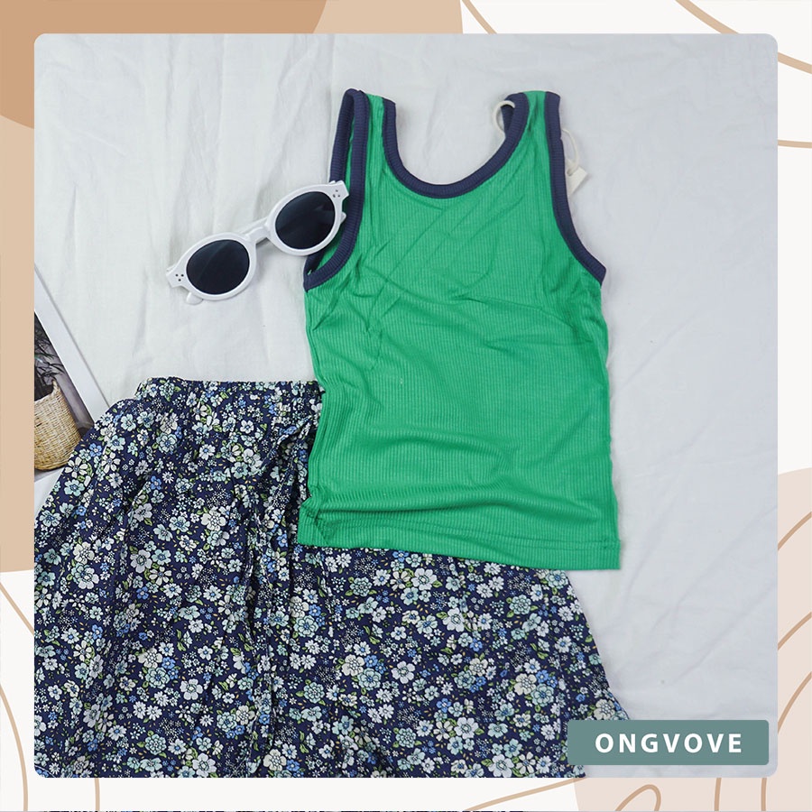Áo hai dây bé gái Ongvove- cotton thoáng mát, khoét lưng sâu phong cách cho bé B08