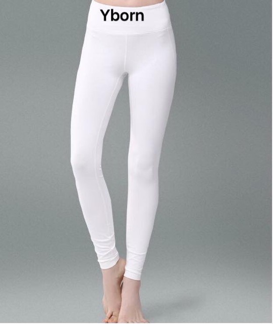 Quần thể thao, legging trơn màu trắng tập Yoga, Gym Yborn