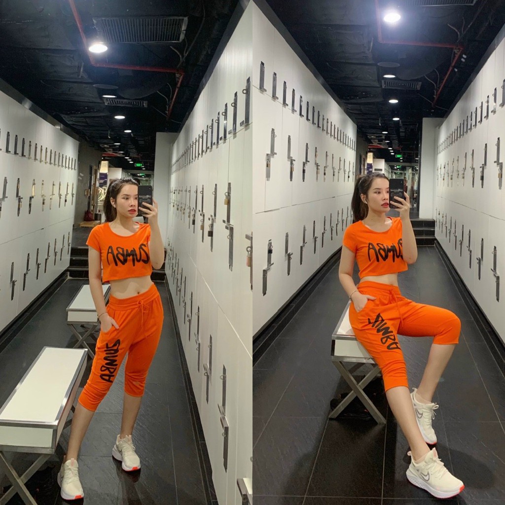 Bộ tập Zumba, Gym, Yoga, thể dục nữ - set Zumba áo croptop, quần lửng