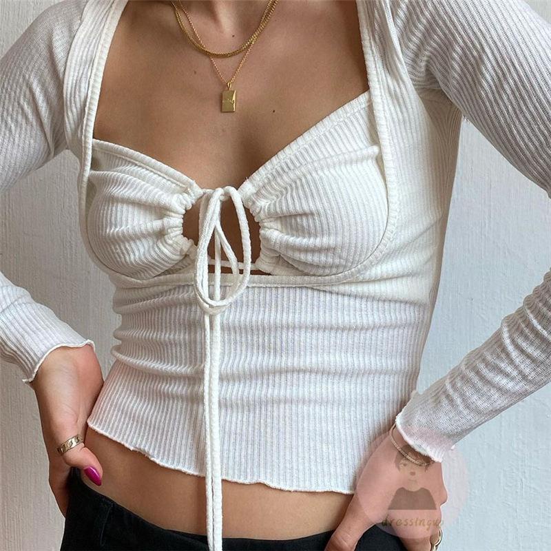 Áo Thun Tay Dài Cổ Yếm Màu Sắc Thời Trang Cho Nữ