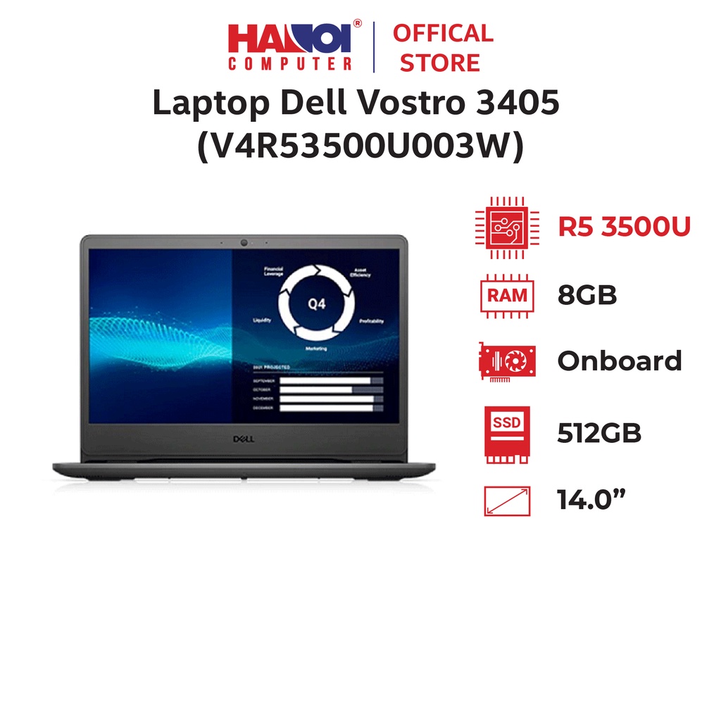 Laptop Dell Vostro 3405 (V4R53500U003W) (R5 3500U 8GB RAM/512GB SSD/14.0 inch FHD/Win10/Đen)