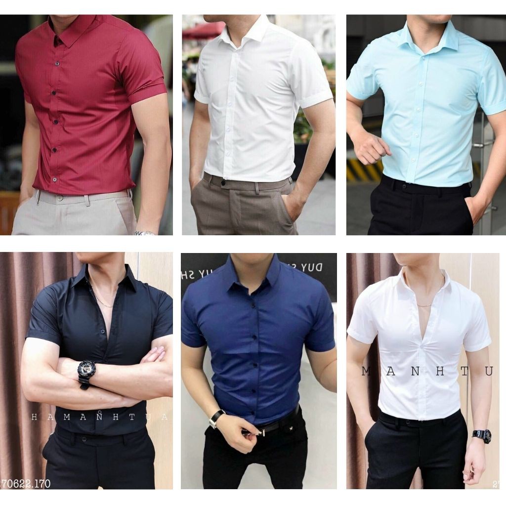 Áo sơ mi nam ngắn tay lụa mềm phong cách thời thượng JUVENO- 5 màu | BigBuy360 - bigbuy360.vn