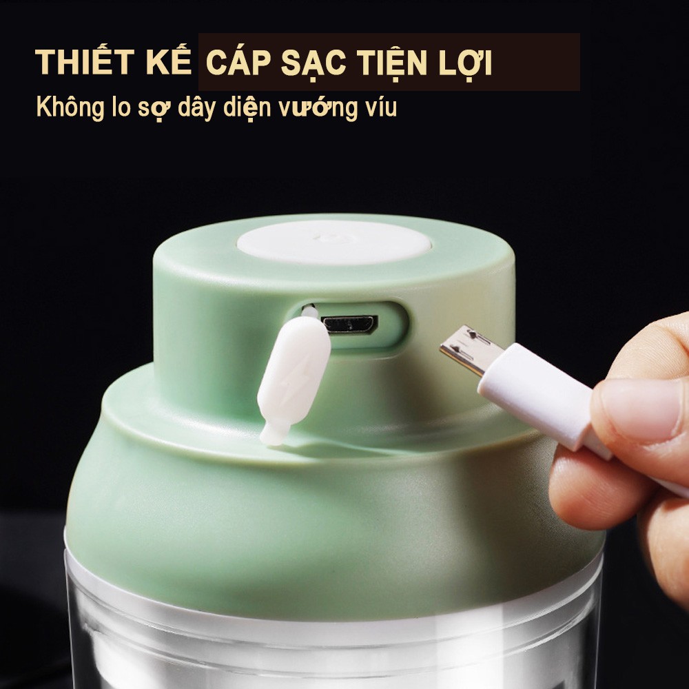 Máy xay thịt mini cầm tay SSGP sạc điện 250ml, xay tỏi ớt, rau củ đa năng