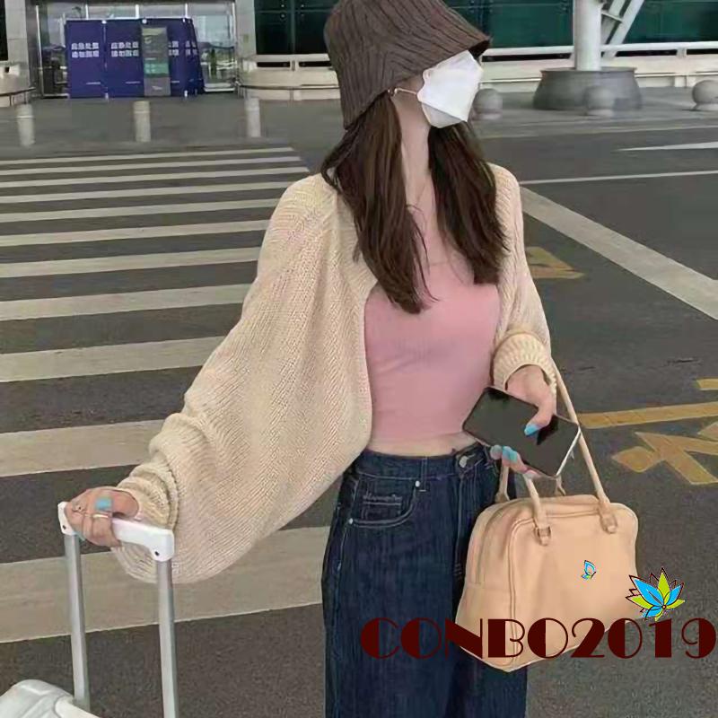 Áo khoác cardigan dệt kim tay dài màu trơn thời trang mùa thu dành cho nữ
