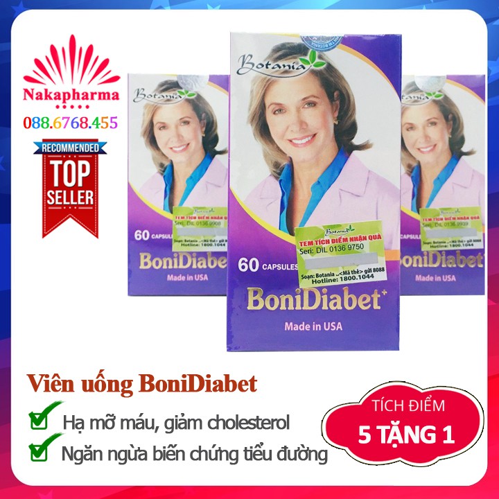 ✅ [5 TẶNG 1] BoniDiabet – Phòng ngừa biến chứng tiểu đường, đái tháo đường, giảm mỡ máu, cholesterol Boni Diabet