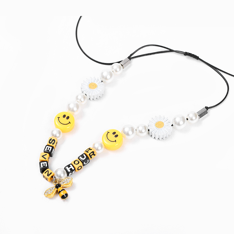 Vòng cổ hình hoa cúc/mặt cười đính ngọc trai phong cách hip hop đường phố cá tính