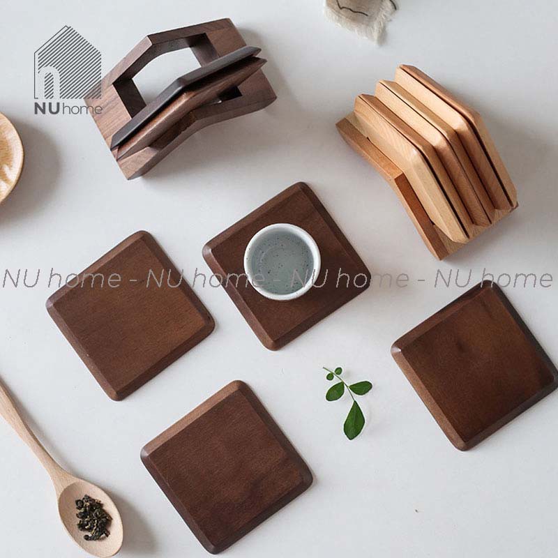 nuhome.vn | Đế lót ly bằng gỗ cao cấp đẹp mắt, được thiết kế sáng tạo mang phong cách nhật bản, bộ 6 đế lót gỗ tự nhiên